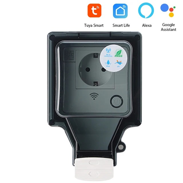 Smart Wi-Fi Outdoor Outlet, IP66 Waterproof, with App Control, Voice Control, and Timer, for Alexa, Google, and the Garden | Sansoti
