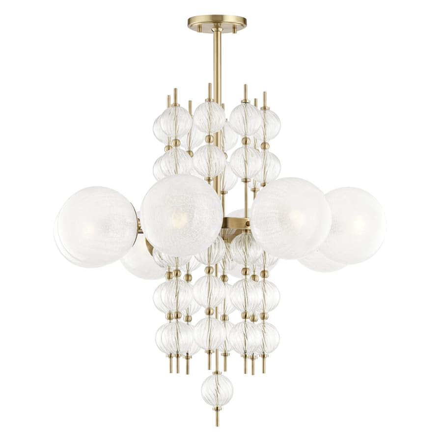 Moderne Glazen Kroonluchter met 8 Lichtpunten 86cm – Elegant Staal met Bolvormige Kappen voor Eetkamer Woonkamer | Sansoti
