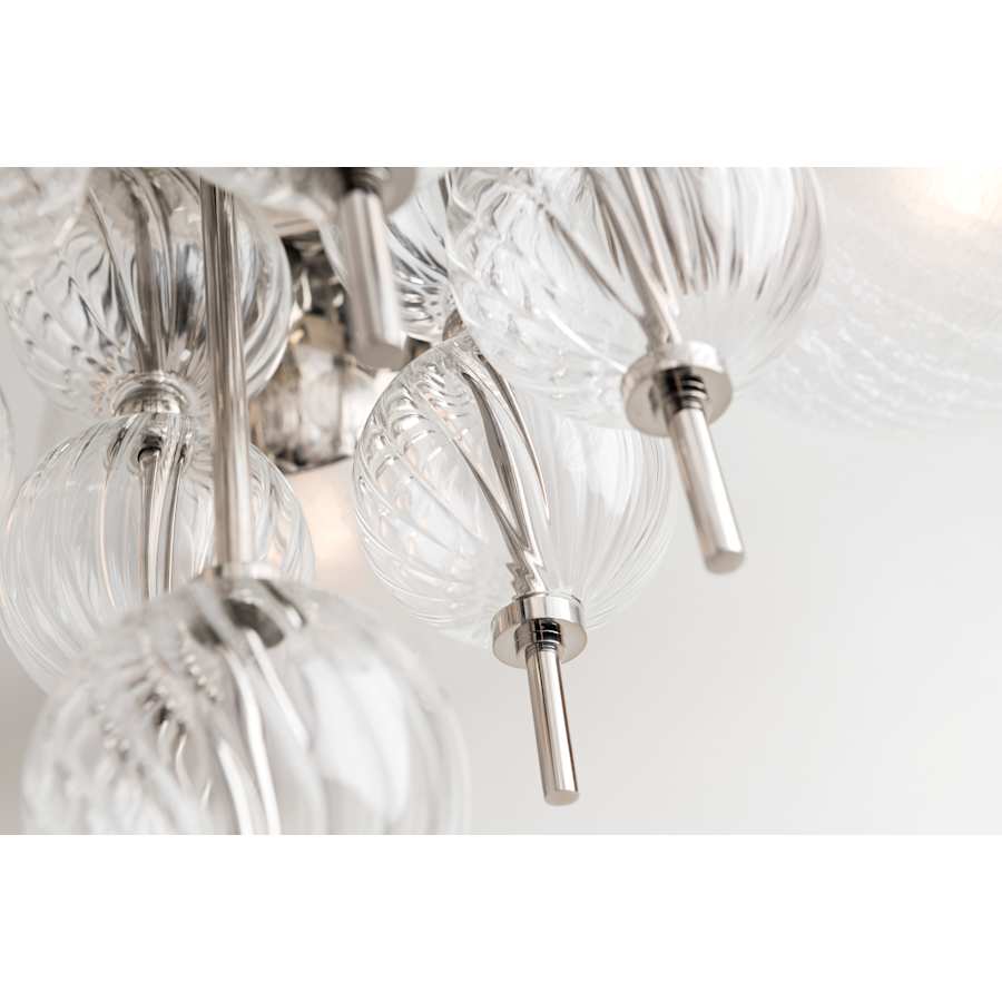 Moderne Glazen Kroonluchter met 8 Lichtpunten 86cm – Elegant Staal met Bolvormige Kappen voor Eetkamer Woonkamer | Sansoti
