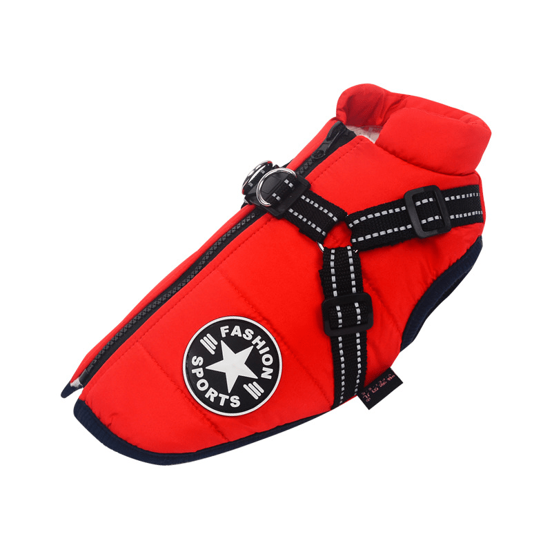 Hondenjas met Geïntegreerd Tuigje Waterdicht Winterwarm Reflecterend voor Honden Outdoor Wandeling Veiligheid | Sansoti
