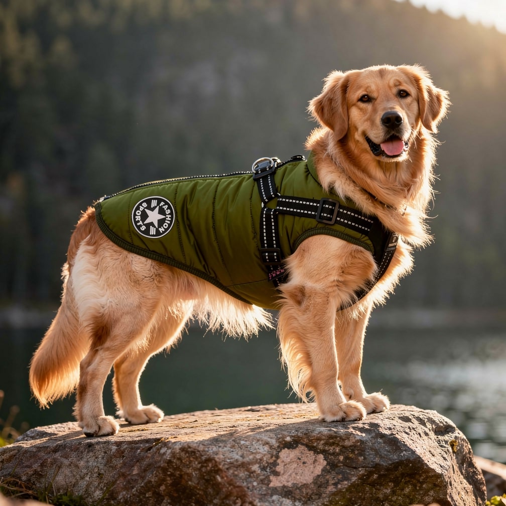 Hondenjas met Geïntegreerd Tuigje Waterdicht Winterwarm Reflecterend voor Honden Outdoor Wandeling Veiligheid | Sansoti