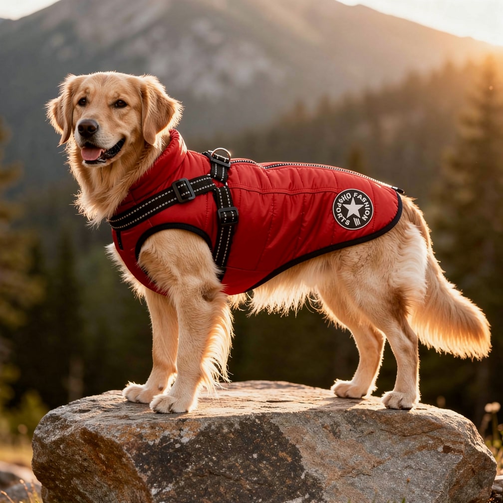 Hondenjas met Geïntegreerd Tuigje Waterdicht Winterwarm Reflecterend voor Honden Outdoor Wandeling Veiligheid | Sansoti