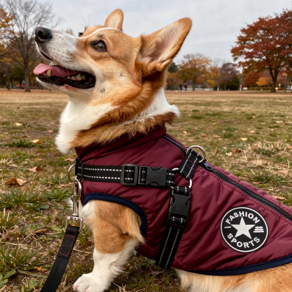 Hondenjas met Geïntegreerd Tuigje Waterdicht Winterwarm Reflecterend voor Honden Outdoor Wandeling Veiligheid | Sansoti
