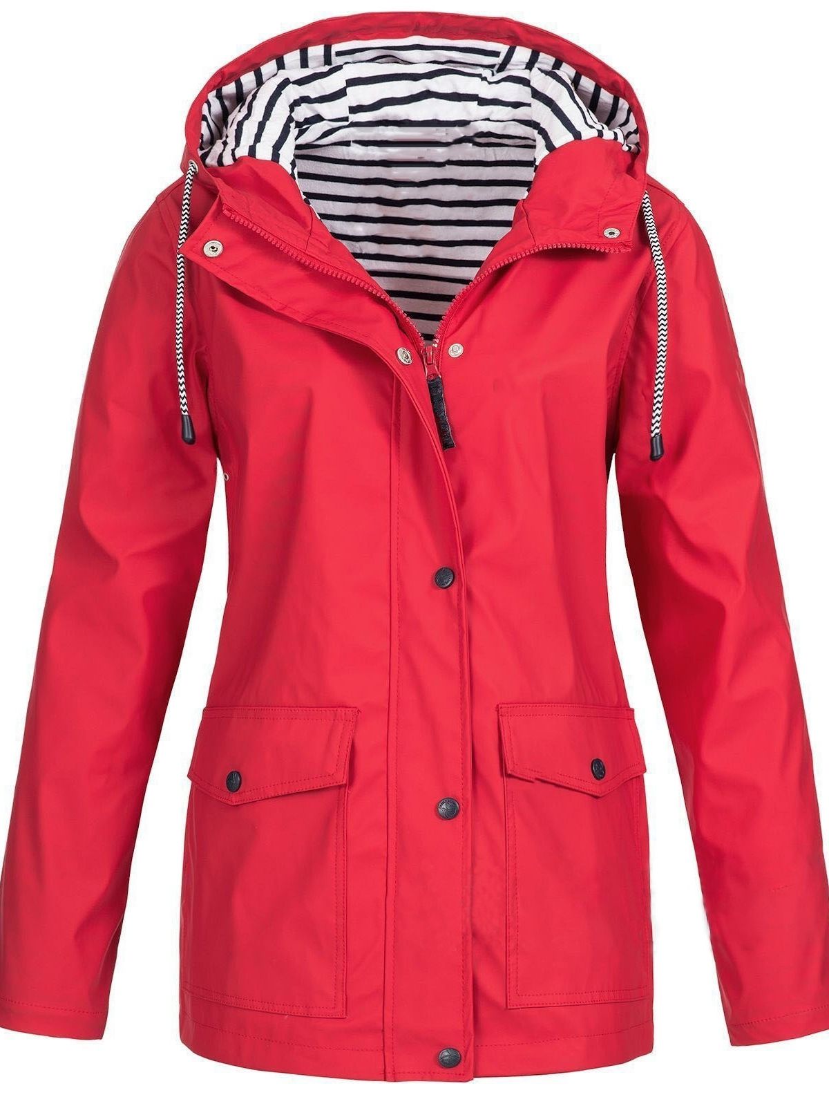 Waterdichte Damesjas met Capuchon Winddicht Regenjas Functioneel Outdoor Wandelen Hiking Allweer Lange Jas | Sansoti