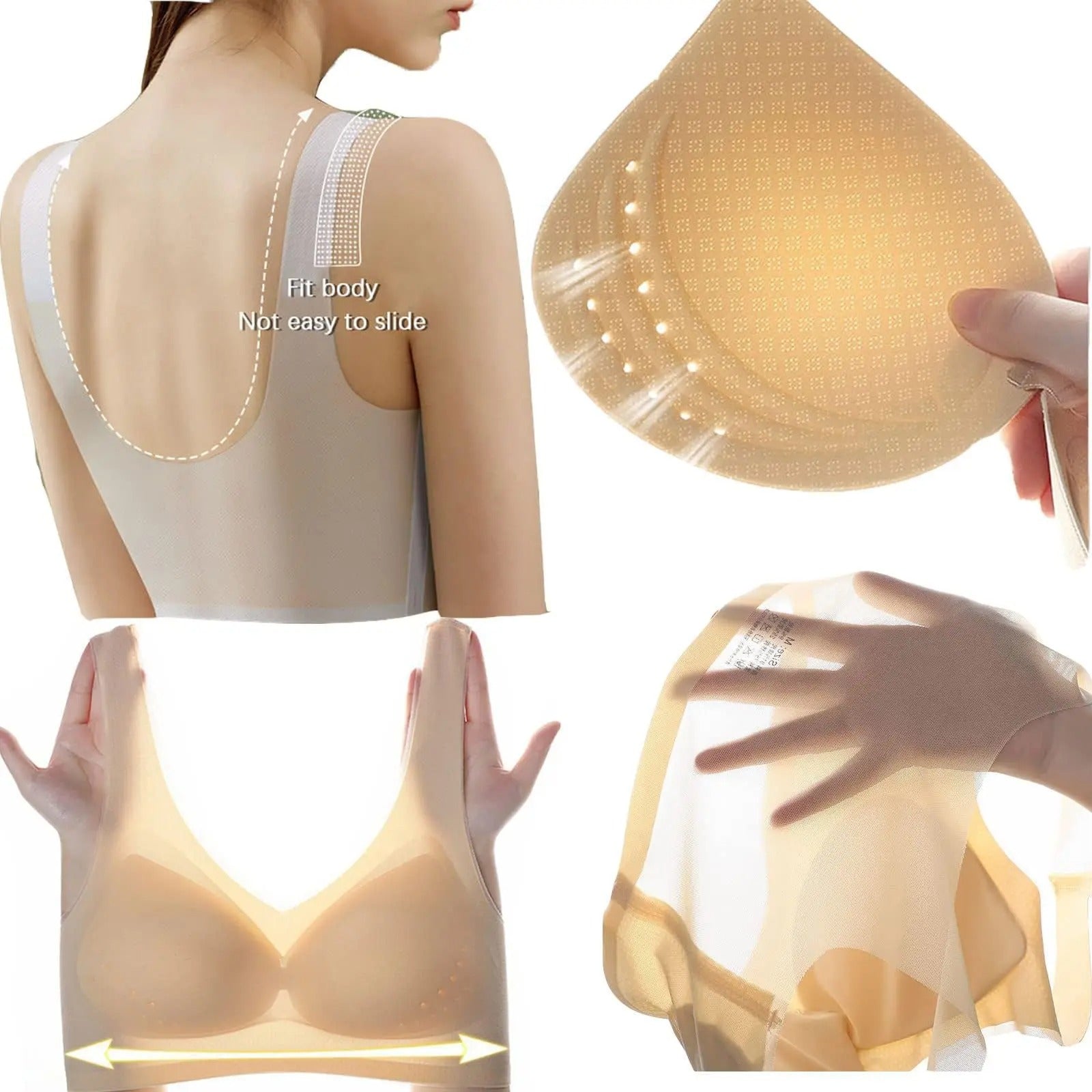 Naadloze Comfort BH Zonder Beugel Zijdezacht Ademend Vormgevend Lingerie Dames M-XXXL Dagelijks Draagcomfort | Sansoti