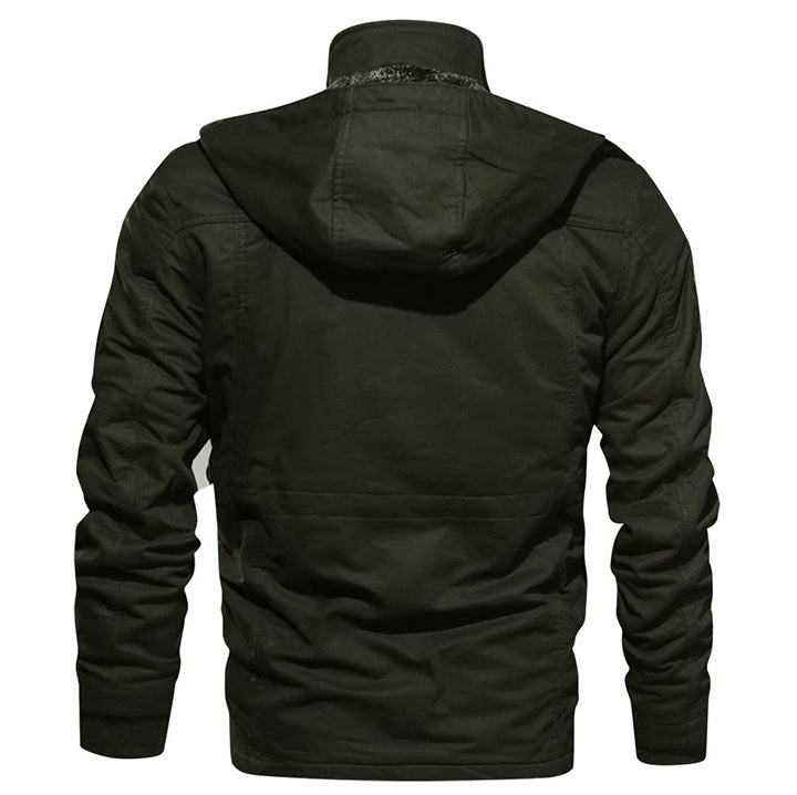 Veste de survie en coton avec capuche amovible, vert foncé, imperméable, veste d’hiver pour homme, randonnée en plein air | Sansoti
