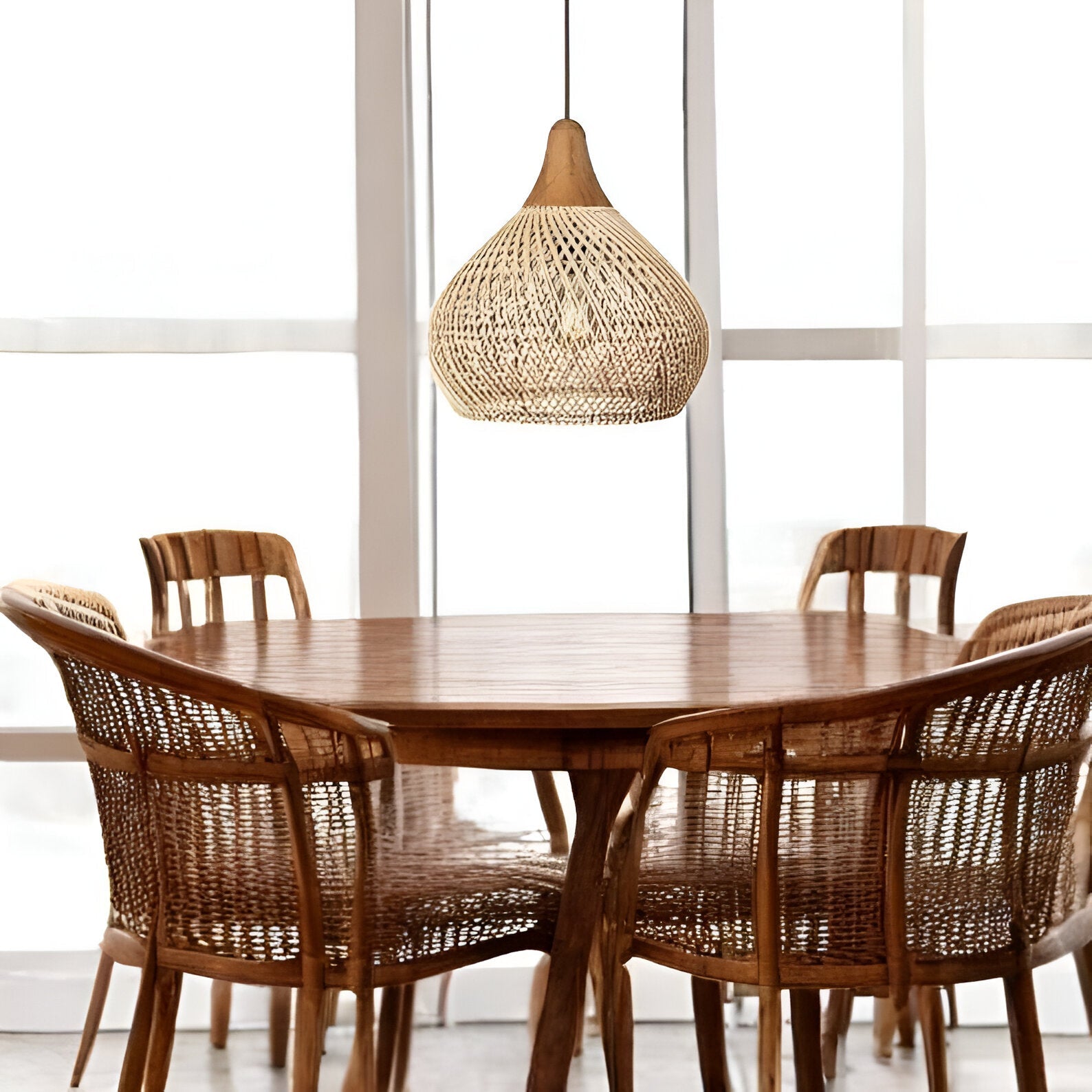 Rotan Hanglamp Boho Natuur Ø40 Ø50 Ø60 Zwart Of Naturel LED | Sansoti