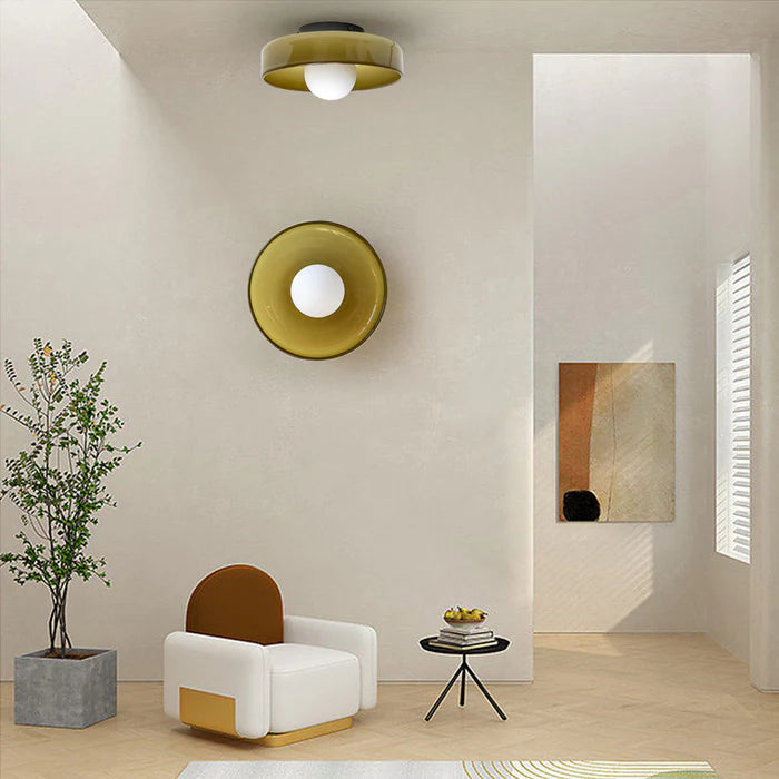 Mulon Decken- und Wandleuchte Glas G9 Bernstein Wohnzimmer Schlafzimmer Design Beleuchtung Modern Rund | Restfield