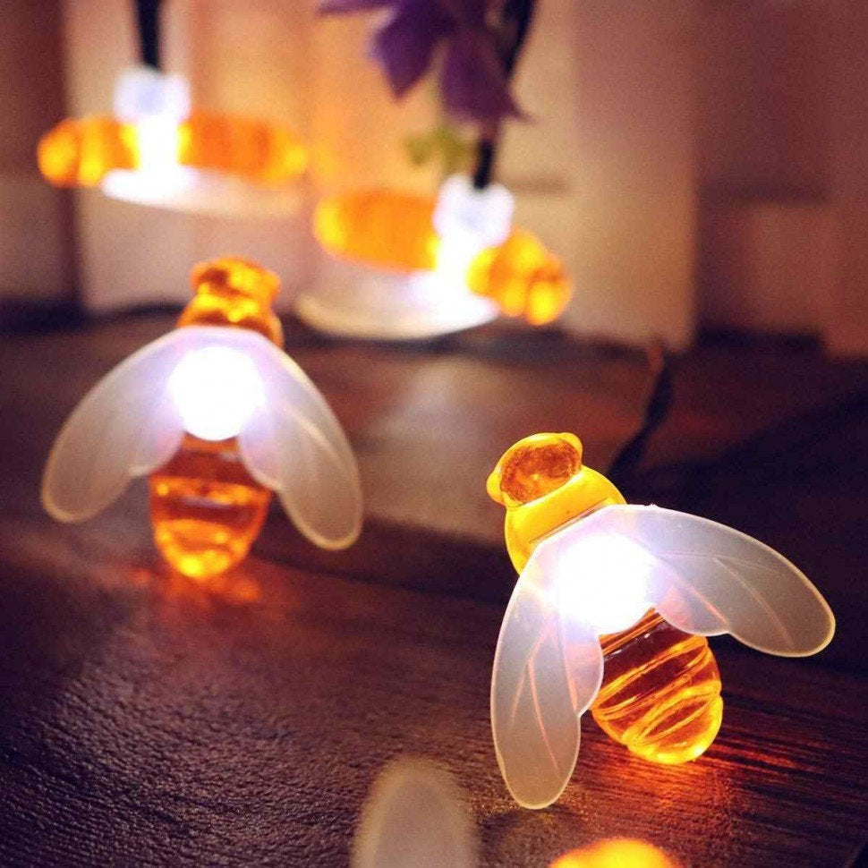 Solar-Lichterkette mit Bienen, 30-50 LEDs, warmweiß, stimmungsvolle Gartenbeleuchtung, wasserdicht, dekorativ, IP65, Außenbeleuchtung | Sansoti