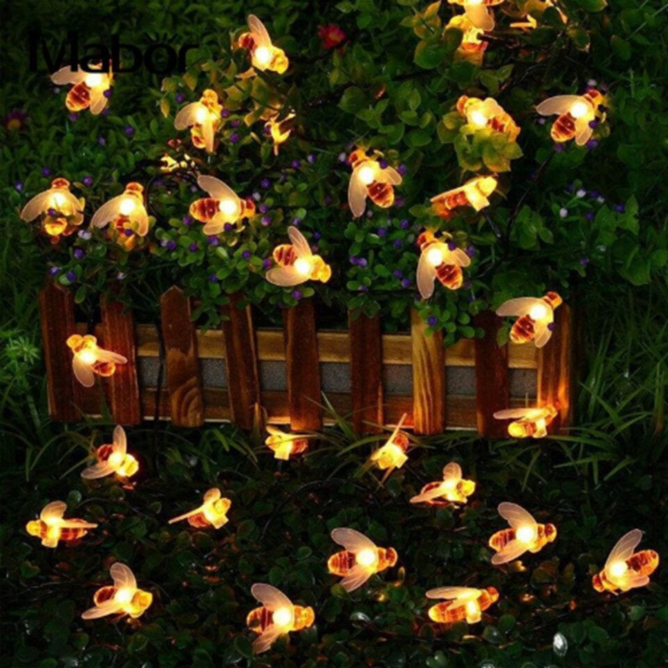 Solar-Lichterkette mit Bienen, 30-50 LEDs, warmweiß, stimmungsvolle Gartenbeleuchtung, wasserdicht, dekorativ, IP65, Außenbeleuchtung | Sansoti