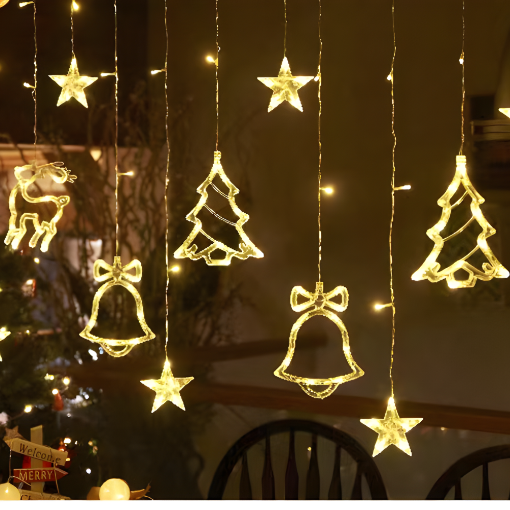 LED Sterrenverlichting Gordijn Warm Wit – 5 Verlichte Sterren met Timerfunctie voor Binnen en Buiten | Sansoti