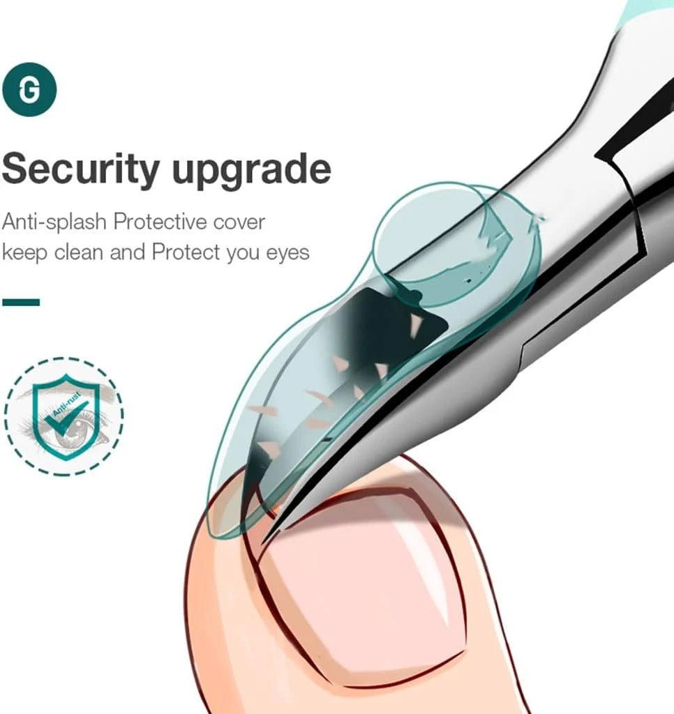 Ergonomische Nagelknipper met Beschermkap voor Dikke Nagels 25° Gebogen Klingen Chirurgisch Edelstaal Veilig Knippen | Sansoti