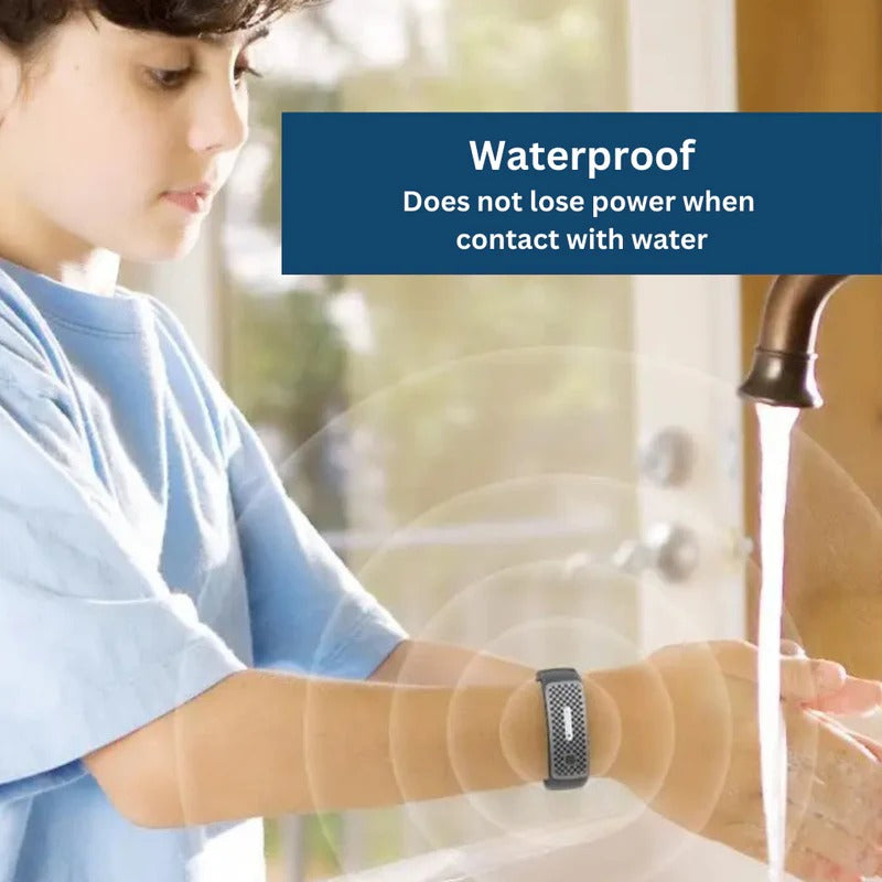 Ultraschall-Armband gegen Mücken, aufladbares, wasserdichtes und verstellbares Abwehrsystem für Outdoor-Aktivitäten, Camping und Wandern | Sansoti