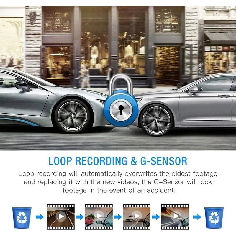 Dashcam Dual-Kamera 1080P Full HD 170° Weitwinkel 4-Zoll-LCD-Bildschirm Auto-Sicherheitsaufnahme Armaturenbrettkamera | Sansoti