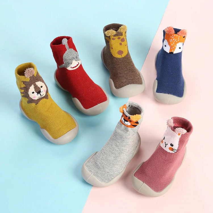 Non-Slip House Socks for Babies and Toddlers with Soft Soles, Animal Prints, Warm Indoor Footwear, Comfort | Sansoti