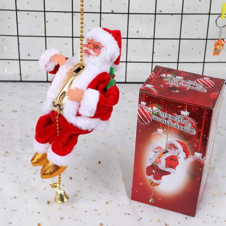 Climbing Santa Claus Decoration with Ladder, Lights, Music and Moving Figure, Christmas Holiday Animation, Christmas Decoration | Sansoti