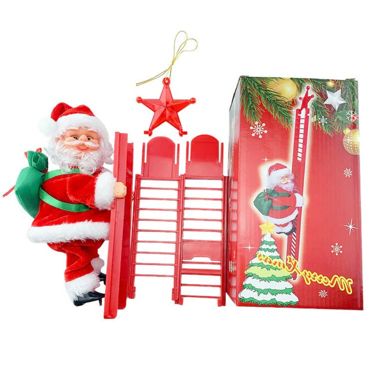 Climbing Santa Claus Decoration with Ladder, Lights, Music and Moving Figure, Christmas Holiday Animation, Christmas Decoration | Sansoti