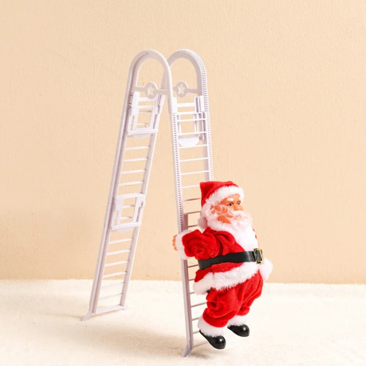 Climbing Santa Claus Decoration with Ladder, Lights, Music and Moving Figure, Christmas Holiday Animation, Christmas Decoration | Sansoti