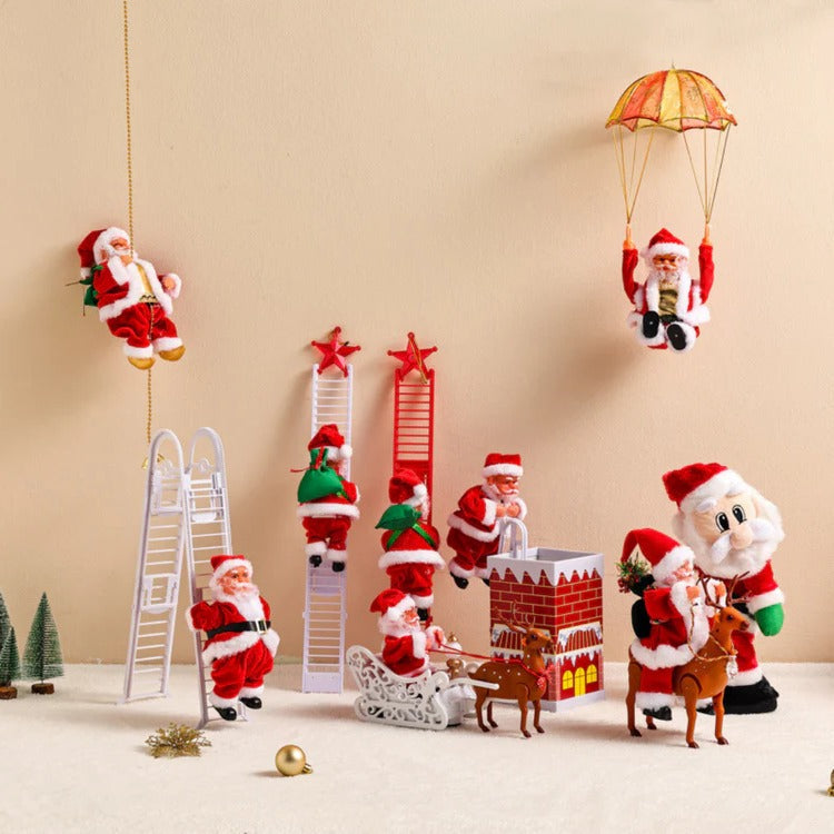 Climbing Santa Claus Decoration with Ladder, Lights, Music and Moving Figure, Christmas Holiday Animation, Christmas Decoration | Sansoti