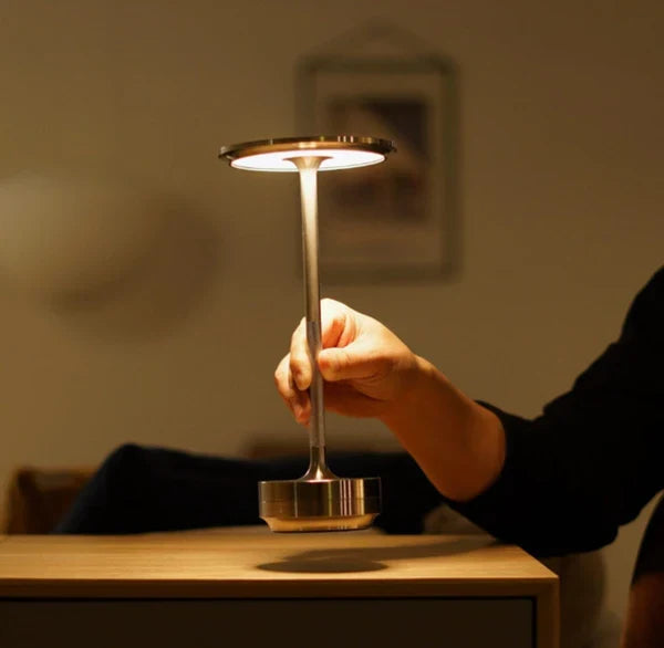 Dimmable Rechargeable Table Lamp Waterproof Metal Touch Control Wireless LED Ambient Lighting Mood Lamp | Sansoti