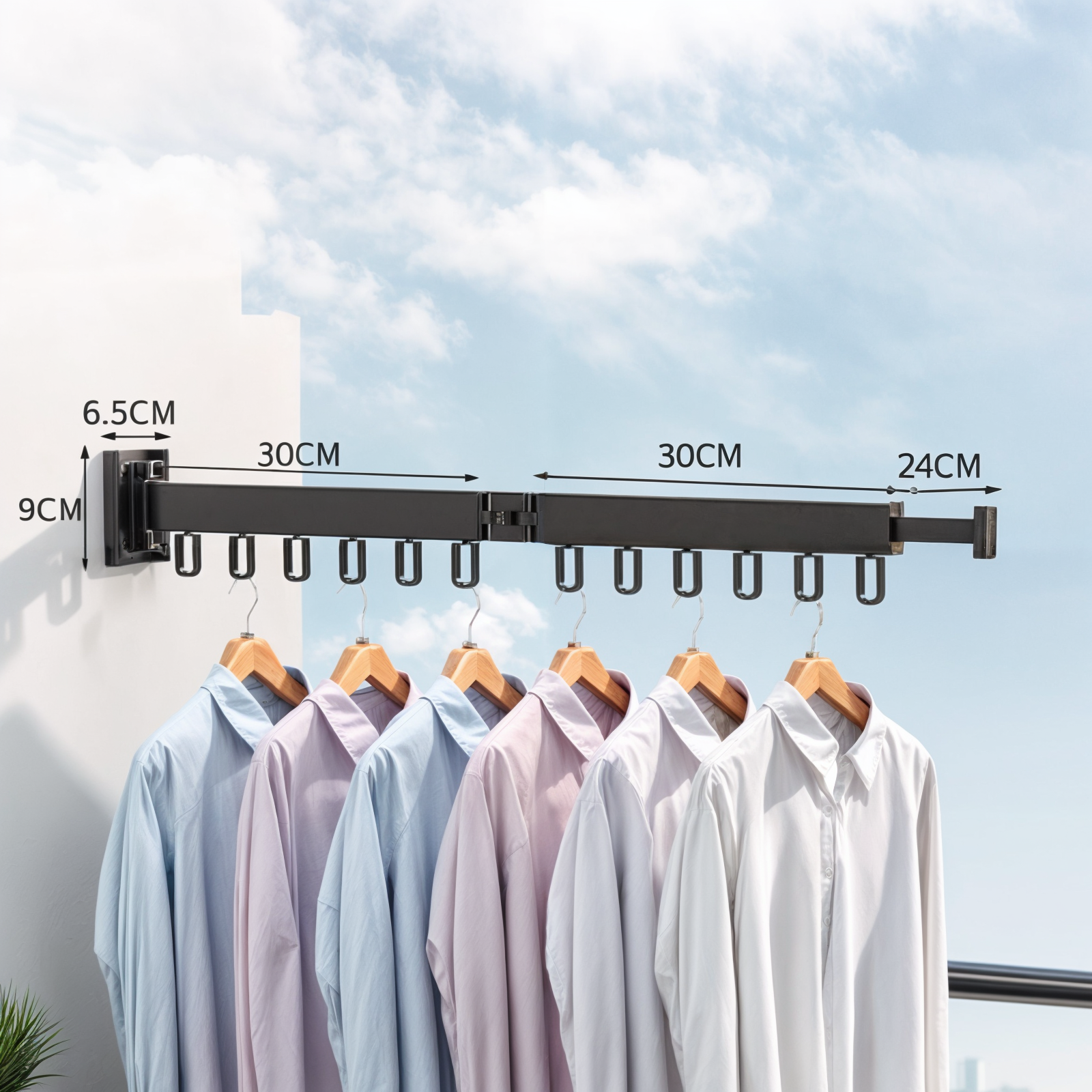 Foldable Wall Drying Rack Grey Aluminum 180° Rotatable – Space-Saving Laundry Rack for Clothes & Towels | Sansoti