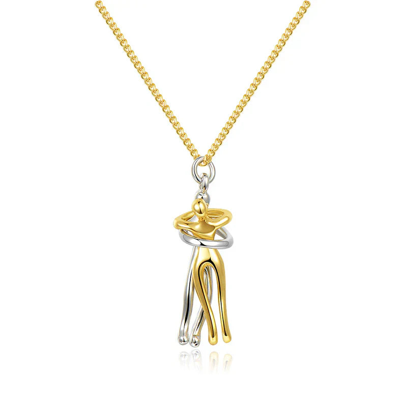 Omarming Ketting – Twee Figuren – Liefde & Verbondenheid – Hypoallergeen Staal | Sansoti