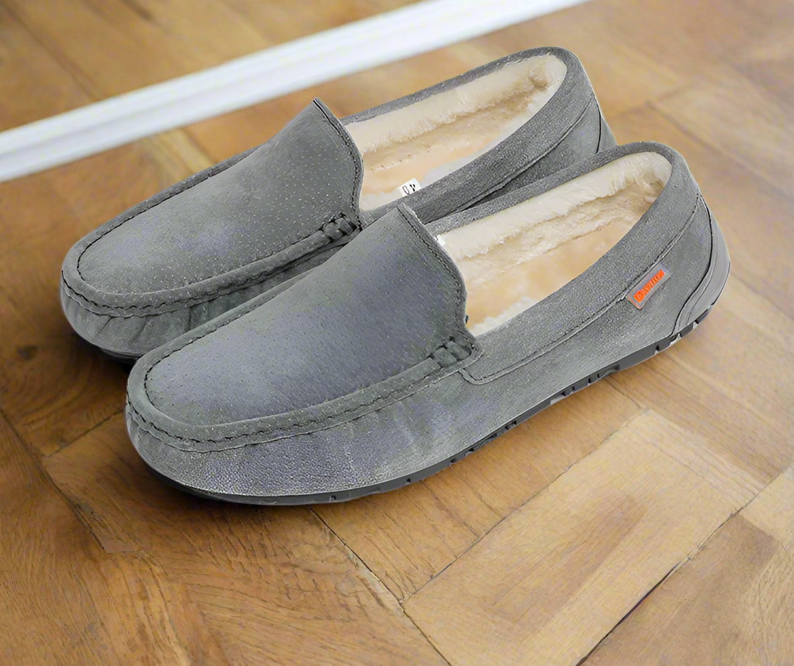 Pantoufles mocassins pour homme doublées avec semelle antidérapante, chaussons d’intérieur chauds en polaire sherpa, chaussures d’intérieur confortables | Sansoti