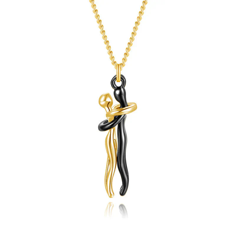 Omarming Ketting – Twee Figuren – Liefde & Verbondenheid – Hypoallergeen Staal | Sansoti