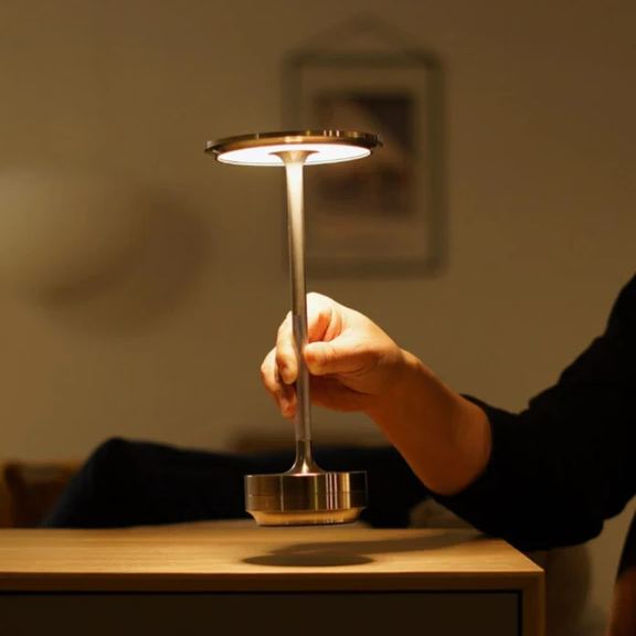 Dimmable Rechargeable Table Lamp Waterproof Metal Touch Control Wireless LED Ambient Lighting Mood Lamp | Sansoti