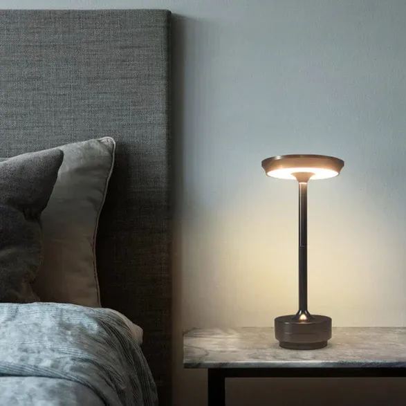Dimmable Rechargeable Table Lamp Waterproof Metal Touch Control Wireless LED Ambient Lighting Mood Lamp | Sansoti