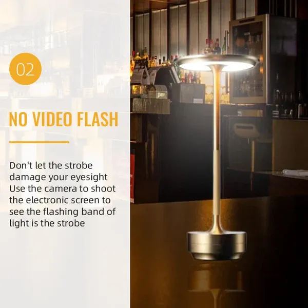 Dimmable Rechargeable Table Lamp Waterproof Metal Touch Control Wireless LED Ambient Lighting Mood Lamp | Sansoti