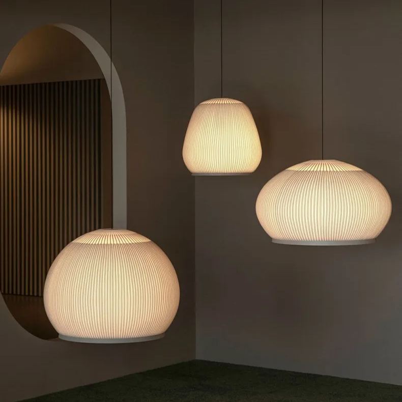 Japandi Hanglamp 3D Lycra 45 cm Beige Eettafel Woonkamer Dimbare LED Hanglamp Scandinavische Verlichting Interieur | Sansoti