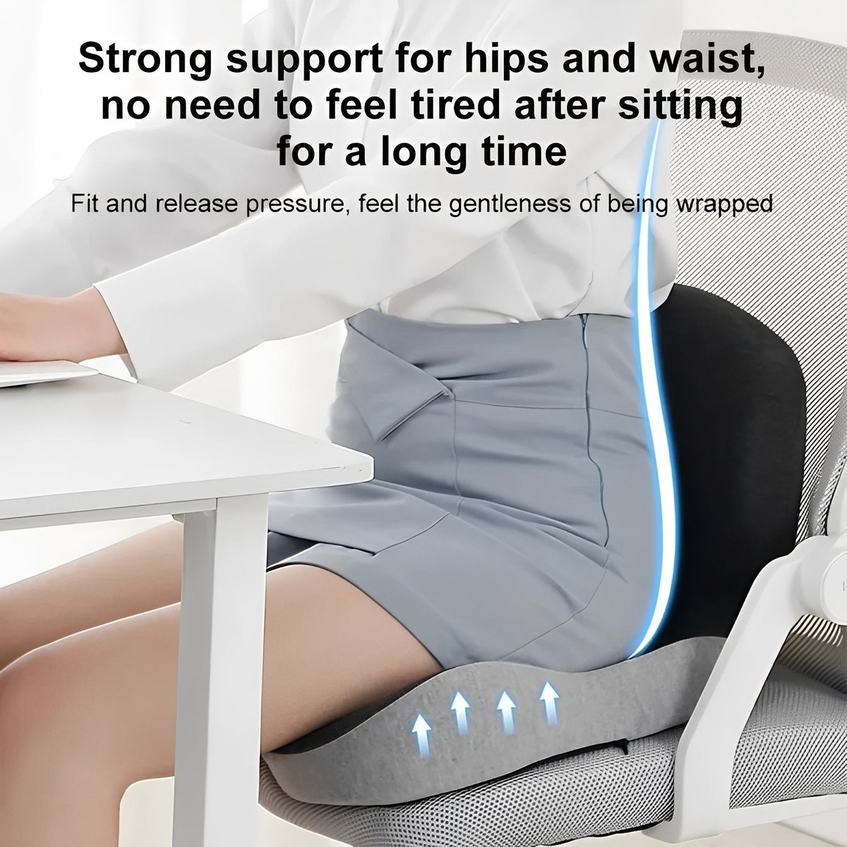 Ergonomisch Rugkussen Memory Foam met Lendensteun voor Bureau Auto Thuiswerken Kantoor Comfort Rugpijn | Sansoti