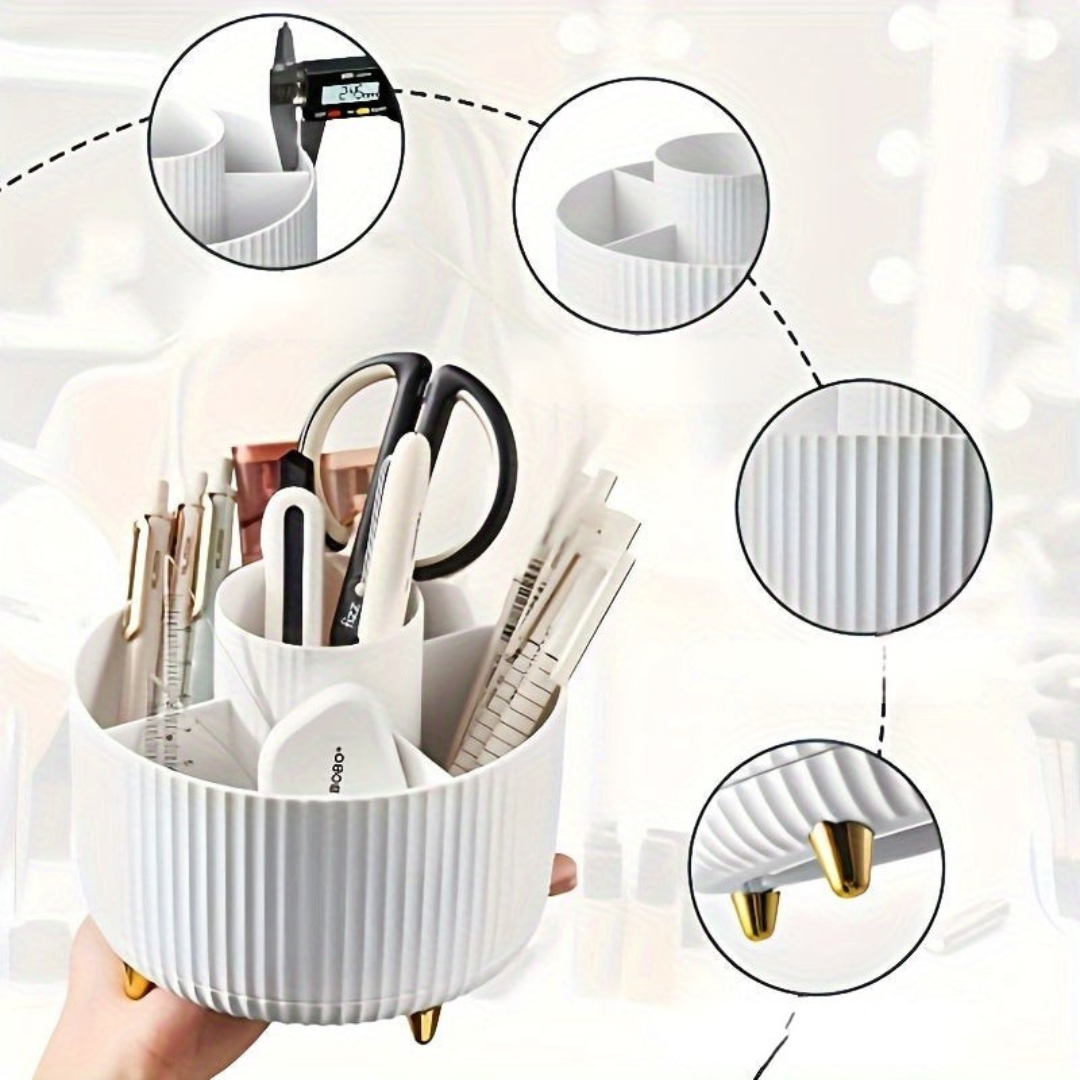 Drehbarer Make-up-Organizer mit 5 Fächern, transparentem Acryl, Kosmetikaufbewahrung für Badezimmer und Schlafzimmer | Sansoti