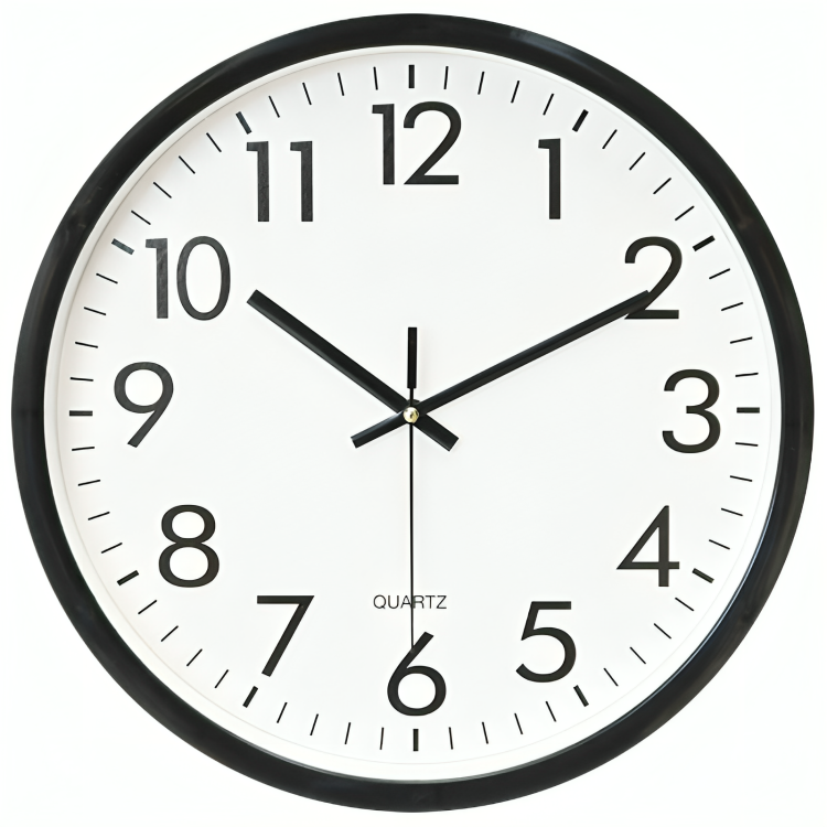 Radiogestuurde Wandklok 34cm Zwart Glas Kunststof Binnenshuis Buitenshuis Precieze Tijdweergave Woonkamer | Sansoti