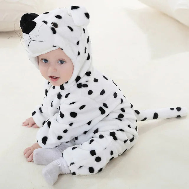 Baby Onesie Dierenpakje Panda Dinosaurus Tijger Muis – Zachte Fleece Jumpsuit Babykleding Romper 0-4 Jaar | Sansoti