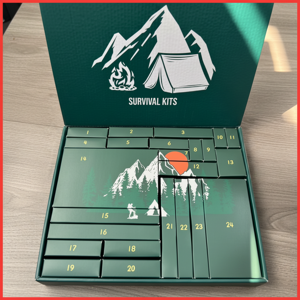 Adventskalender met 24 Outdoortools – Dagelijkse Verrassing voor Kamperen Wandelen Avontuur en Outdoor | Sansoti