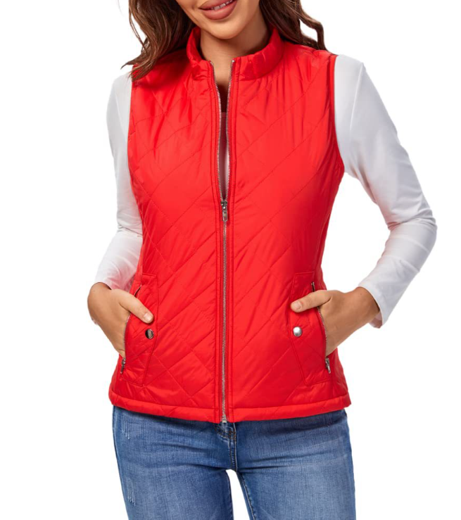 Quilted Women's Gilet with Zip Closure for Transitional Seasons Lightweight Warm Casual Sleeveless Vest | Sansoti