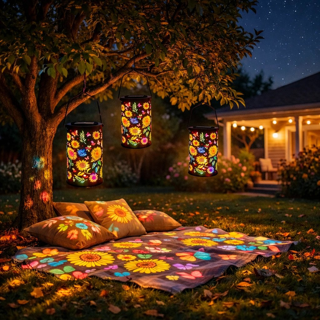 Decoratieve Tuinlantaarn op Zonne-energie met Bloemenpatroon voor Terras en Tuin | Warm & Gekleurd Licht | Sfeerverlichting voor Tuinpad en Balkon | Sansoti