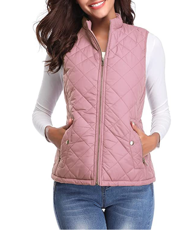 Quilted Women's Gilet with Zip Closure for Transitional Seasons Lightweight Warm Casual Sleeveless Vest | Sansoti
