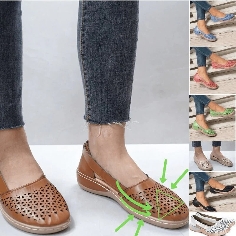 Women's Ballet Flats with a Wider Toe Box for Hallux Valgus Comfort, Flat PU Leather Shoes for Everyday Wear | Sansoti