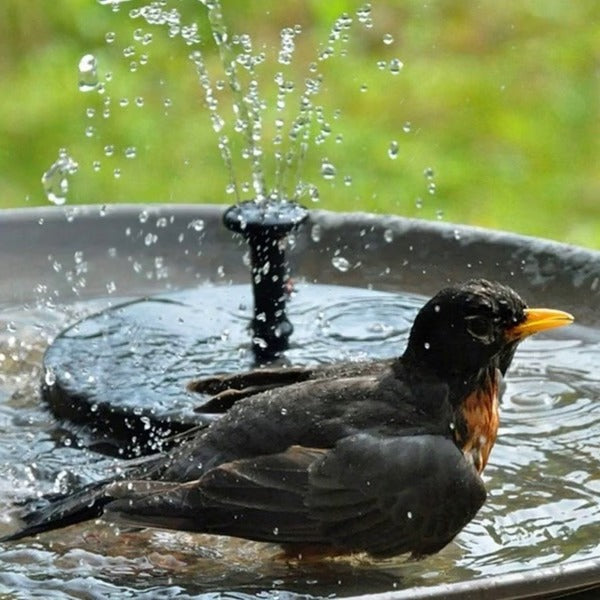 Solar-Wasserbrunnen Rund 17,5 cm Schwarz Schwimmende Gartendekoration Vogelbad Teich Kaskadenpumpe Garten-Wasserspiel | Sansoti
