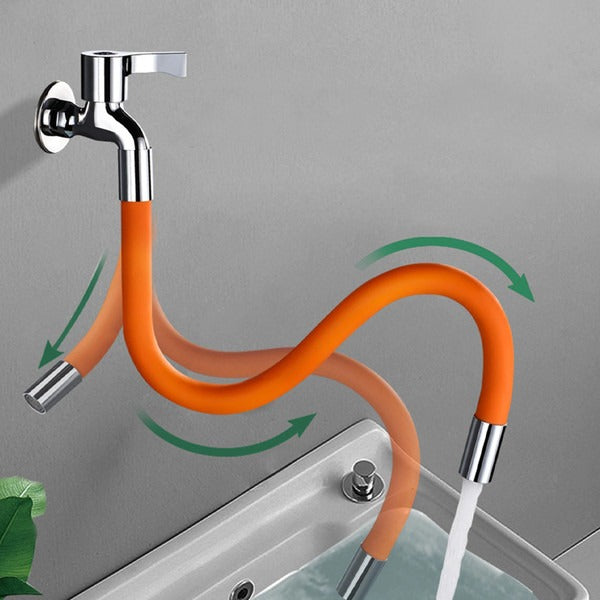 Flexibele Kraanverlenger 360° Buigbaar Siliconen Keuken Bad Zwart Oranje | Sansoti