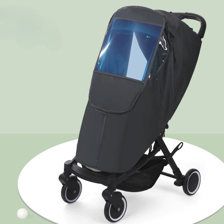 Windproof Stroller Cover with Transparent PVC Window Rain Cover Baby Weather Protection Buggy | Sansoti