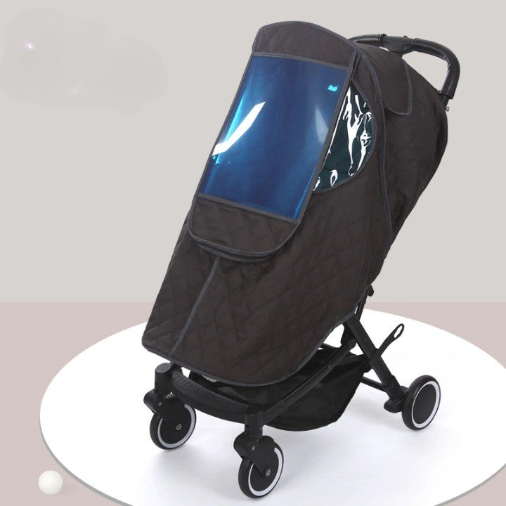 Windproof Stroller Cover with Transparent PVC Window Rain Cover Baby Weather Protection Buggy | Sansoti