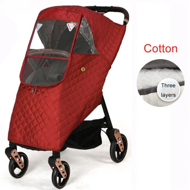 Windproof Stroller Cover with Transparent PVC Window Rain Cover Baby Weather Protection Buggy | Sansoti