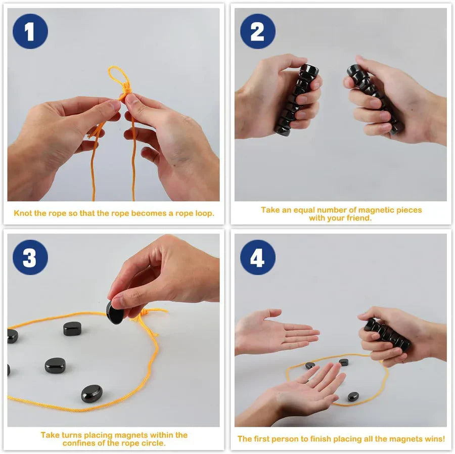 Magnetisch Schaakspel - Reisschaakspel met Magneetsteen - Magnetisch Tafelspel - Magnetische Schaakstukken Spel - Magnetische Bordspellen voor Kinderen en Volwassenen - Strategiespel met Koord - Educatief Coördinatie Concentratiespel | Sansoti