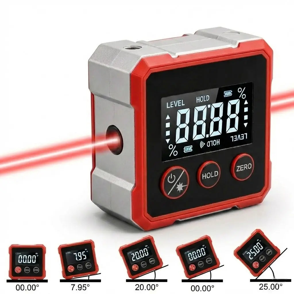 Digitale Laserinclinometer • Hoekafstandsmeter • Gradenmeter • Waterpas voor Nauwkeurige Hoekmetingen | Sansoti