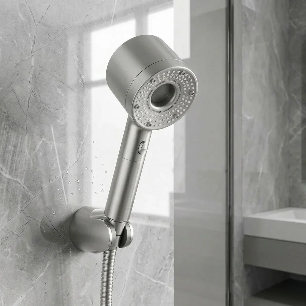 Douchette à main avec 5 positions réglables – pomme de douche économique en eau avec pression augmentée – accessoire de salle de bain pour faible pression d’eau | Sansoti