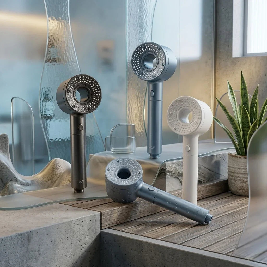 Douchette à main avec 5 positions réglables – pomme de douche économique en eau avec pression augmentée – accessoire de salle de bain pour faible pression d’eau | Sansoti